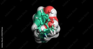 Morphine, drug for moderate to severe acute and chronic pain, 3D molecule spinning, 4K