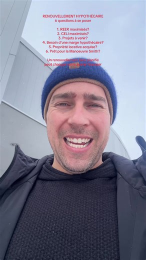 Ton renouvellement hypothécaire approche? Avant de magasiner uniquement le taux, pose toi ces 6 questions essentielles. Un bon renouvellement, c’est bien plus qu’un chiffre. C’est l’occasion de maximiser tes REER et CELI, de planifier tes projets futurs, d’obtenir une marge de crédit hypothécaire stratégique, d’optimiser ta propriété locative si tu en as une, et même d’implanter la Manoeuvre Smith pour rendre tes intérêts déductibles, rembourser plus vite et bâtir ton patrimoine retraite. Ne lai