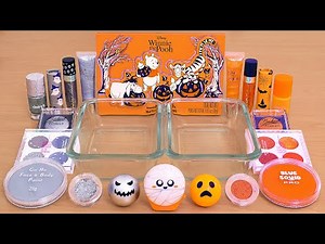 Orange vs Silver - Mixing Makeup Eyeshadow Into Slime ASMR