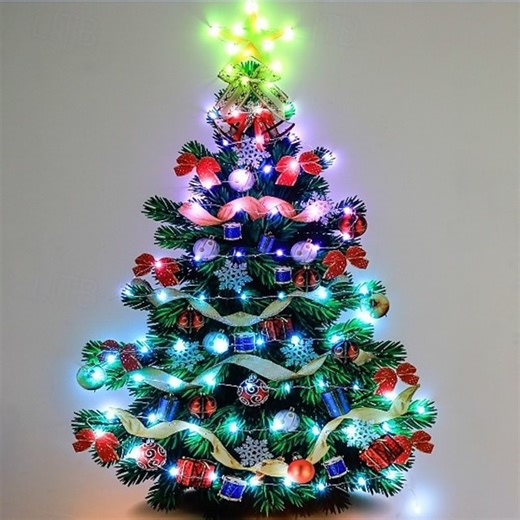 Colorful Bluetooth App Waterproof Leather Wire String Lights Colorful Horse Racing Effect Fairy String Lights Christmas Tree Wedding Festival Party New Year Atmosphere Decorative Light Remote Control 2025