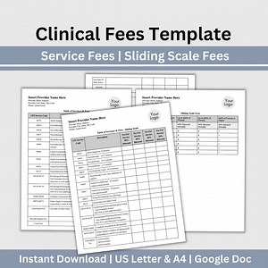Clinical Fees Template: Sliding Scale for Therapists (google Doc) - Etsy