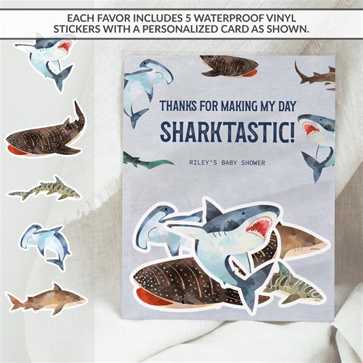 Shark Baby Shower Favors, Sharktastic Sticker Pack With Personalized Card, Ocean Theme Goodie Fillers for Boys Girls or Neutral Showers - Etsy