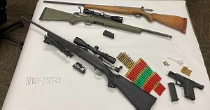 Traffic stop reveals four guns and ends with two arrests