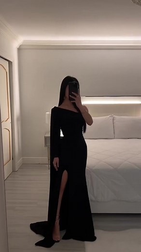 TAYLOR Dress with Cape Sleeve and Sultry Side Split