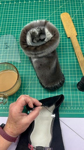 Creating some seal fur and bison hide moccasins for the shop. Stay tuned for the completion. Tuck, tuck, tuck sew 😊 | Ambers Leather Creations