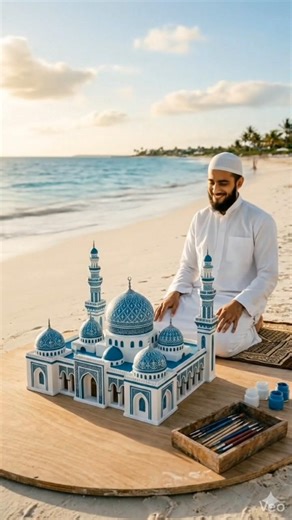 Man Builds Most Grand Beautiful Mosque With Sand ❤ #shorts
