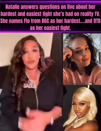 Natalie mentions bgc Flo as her toughest fight on reality tv, and DTB as her easiest Win! Thoughts?👇 Subscribe To My YouTube: Evener Entertainment ✍🏾: FOLLOW MY BACKUP: @evenerentertainment2.0 #baddies #baddiessouth #baddieswest #baddieseast #baddiescaribbean #baddiesmidwest #baddiesafrica #baddiesgonewild #natalienunn #houseb #ahnamac #tesehki #chrisean #chriseanrock #flytattedsky #sukihana #camilla #camillapoindexter #natalienunn #lemuelplummer #joselinescabaret #rayj #nowthatstv #nttv #djsk