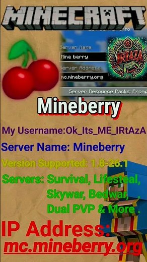 Minecraft Best Server| Mineberry #minecraft #gaming #hypixel #pvp #minecraftmemes