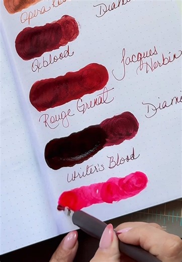 Is there anything more therapeutic than red ink on paper? If you thought Part 1 was satisfying, you aren't ready for Part 2! #InkAddict #StationeryAddict #JournalingCommunity #FountainPenInk #InkSwatches