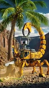 Wait 😱 Giant Scorpion Machine Cutting Coconut Tree! 🌴#treecutting#godscountry#excavator#chainsaw