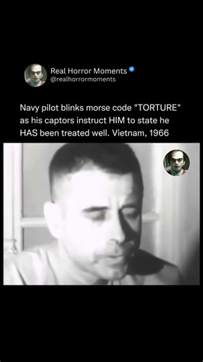 Real Horror Moments on Instagram: "In 1966, U.S. Navy pilot Jeremiah Denton became an unexpected symbol of courage after he was captured and held as a prisoner of war in North Vietnam. Denton had been shot down on July 18, 1965, and spent nearly eight years in brutal captivity. In May 1966, North Vietnamese officials forced him to appear in a televised propaganda interview meant to convince the world that American POWs were being treated humanely. Sitting under harsh studio lights, Denton calmly