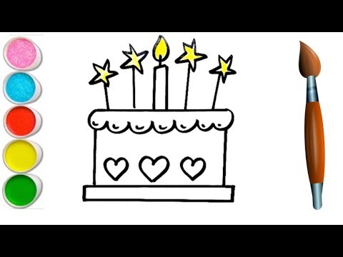 A beautiful cake drawing for kids | How to draw cake | Coloring & Painting | Toddlers | Kids video