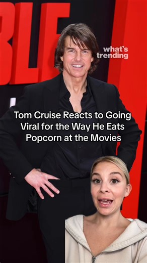 Tom Cruise went viral for his intense popcorn-eating style during a London screening of 'Mission: Impossible' with fans comparing him to a playful dad or uncle. ⁠ ⁠ He laughed off the moment on The Pat McAfee Show, saying he genuinely loves popcorn and often eats two large buckets at the movies.⁠ ⁠ #TomCruise #MissionImpossible #ViralMomentExplained | What's Trending