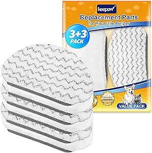 KEEPOW Steam Mop Pads 6 Pack for Bissell Powerfresh 1940 1544 1440 Series Floor Steamer Hard Floor Cleaner Microfiber Rags Replacement Parts for Bissell Model 1544A 2075A 1806 5938 1940W 19404 1940A