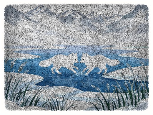 Snow Fox Latch Hook Rug Kit: Carpet DIY Craft Making Kit Pre-printed Canvas - Etsy Australia