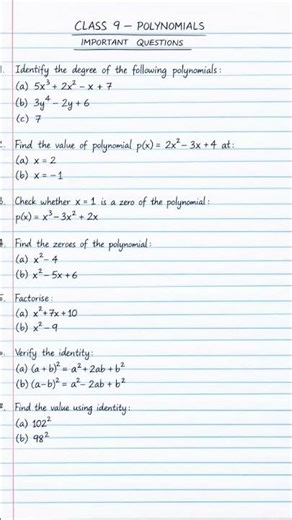 #maths 🎯 Class 9 Maths – Top Important Questions