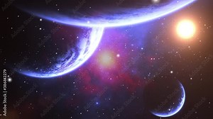 cosmos, several planets with nebula backgrounds and stars with bright lights in the universe