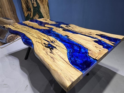 Handmade Live Edge Olive Wood Epoxy Resin Table - Etsy