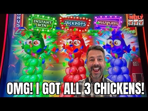 BIG WIN with the CRAZY CHICKENS! I got the mega feature for an amazing bonus on this slot!