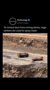 1.1K reactions · 12 comments | To control dust generated by mining blasts, large tankers are deployed to spray water over the affected areas. This method helps to suppress airborne dust particles, improving air quality and reducing health and environmental impacts associated with mining operations. #technology #reels #explore #mining #science | Technology IG | Facebook