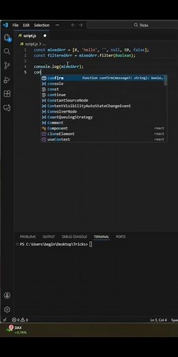 Removing Empty Values from an Array with filter #coding #frontend #javascript #tricks