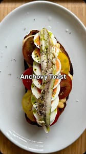 Anchovy Toast Serves 2 Ingredients For the aioli (buy from a shop tbh it’s a bit of a faff) 1 egg yolk (use 70ml soy milk for vegan mayo and follow the steps as they are) 1 tsp Dijon mustard 2 tsp lemon juice 150ml veg/sunflower/rapeseed oil 3 garlic cloves, peeled and halved lengthways Salt to taste For the rest 2 thick slices of sourdough, toasted and buttered - optional A few good quality in season tomatoes 2 medium boiled eggs (boiled for 6.45-7.15 mins), peeled then sliced Herb oil or extra