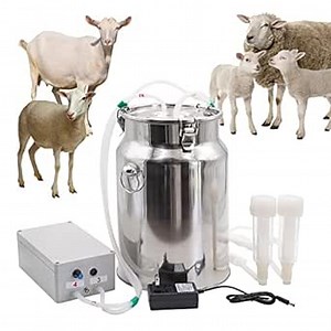 MINYULUA 10L Goat Milking Machine, Pulsation Vacuum Pump Sheep Electric Milker, Automatic Portable Livestock Milking Supplies Equipment with Stainless Steel Bucket