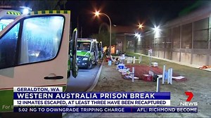 PRISON BREAK People have been told to lock their doors following a dramatic prison break in Western Australia. 12 male inmates escaped after a riot broke out at the Greenough Regional Prison near Geraldton. At least three men have been recaptured so far. STORY | http://bit.ly/2LHxbVF #Greenough #7News | 7NEWS Perth