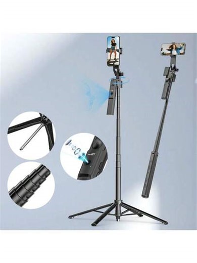 USKEYVISION Innovative AI Face Tracking Technology, Automatically Keeps Focus While Filming. Horizontal/Vertical Dual Mode With 360° Rotation. Supports OK Gesture Remote Control. Made Of Aviation-Grade Aluminum Alloy. 70-Inch Foldable And Portable Design. Tripod With Ground Spike. 1/4 Standard Screw Hole Compatible With Various Devices. Three-In-One Multifunction: Desktop Stand/Extendable Selfie Stick/Professional Outdoor Tripod. Perfect For Travel Vlogs. Easily Switch Between Horizontal And Ver