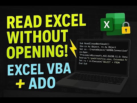 Read Data from Excel without opening ! | Excel VBA + ADO Tutorial