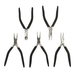 Jewellery Making Plier & Side Cutter Set with 6.5" Extra Long Handles in Tool Roll, 5pcs