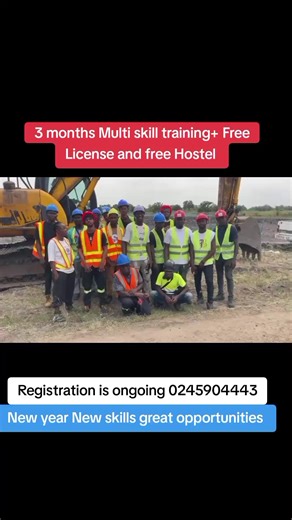 **MARVELOUS TRAINING CENTRE ** 📢 **JOIN OUR WEEKEND & REGULAR TRAINING PROGRAMS** GET HANDS-ON TRAINING WITH MODERN EQUIPMENT AND BOOST YOUR CAREER IN HEAVY MACHINERY OPERATIONS. DATE: 26TH JANUARY, 2026. FORMS FEE- GHC 100 COURSES OFFERED: 👷 THREE-MONTH MULTI-SKILLS OPERATOR TRAINING: ***EXCAVATOR, FORKLIFT, WHEEL LOADER & ROLLER TRAINING- GHC8500 LICENSE AND HOSTEL ***- EXCAVATOR FREE FORKLIFT TRAINING – GH₵3,500 (1 month) *** WHEEL LOADER FREE FORKLIFT TRAINING – GH₵3,500 (1 month) ***- MOB