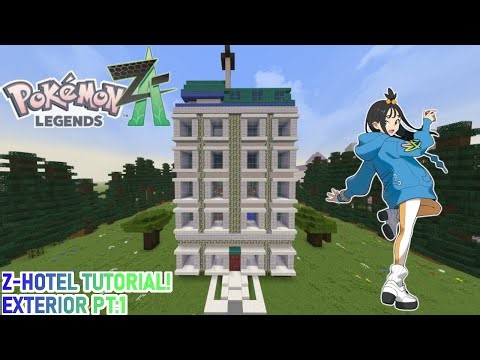 Minecraft Tutorial!: Pokemon Z-A Z's Hotel! FULL Exterior! Pt:1! **Cartoon Builds**