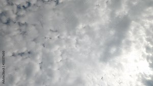 Cumulus clouds building in the sky. Cloudscape almost totally covering the horizon. Timelapse footage from below perspective.