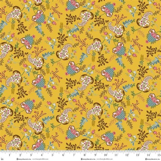 Love Struck Quilt Fabric by Kim Diehl - Yellow Fancy Floral (2283-44) - Etsy UK
