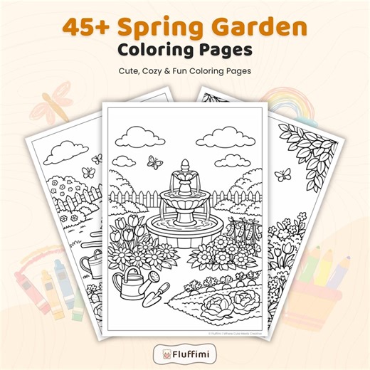 45  Spring Garden Coloring Pages, Cozy Flower Garden Sheets, Nature Garden Scenes, Kids Gardening Activities, Printable PDF Coloring Pages - Etsy