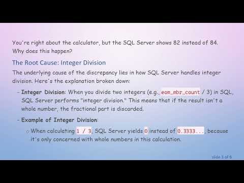Understanding the Difference Between Calculator and SQL Server Outputs