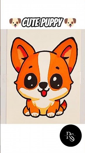 How to Draw a Cute Puppy | Cute Kawaii Puppy Drawing🐶 | Easy Cute Dog Drawing for Kids & Beginners