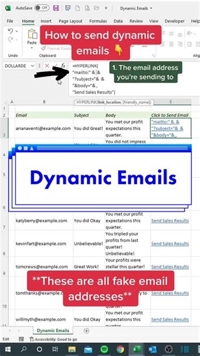 How to send dynamic emails from Excel to Outlook! #excel #exceltips #exceltutorial