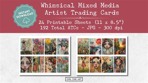 Whimsical Mixed Media Junk Journal ATC Cards Instant Download Ephemera Colorful Hippie Printable Girls JPG Paper Woodland Floral Fussy Cuts - Etsy