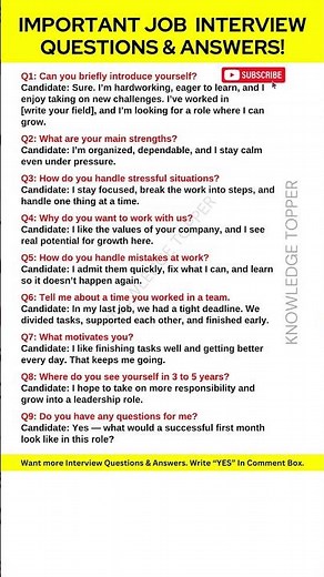 9 Most Important Job Interview Questions and Answers