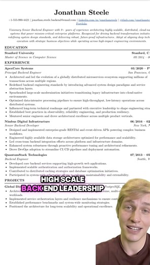 Reviewing principle backend engineer resume #softwareengineering #codinglife