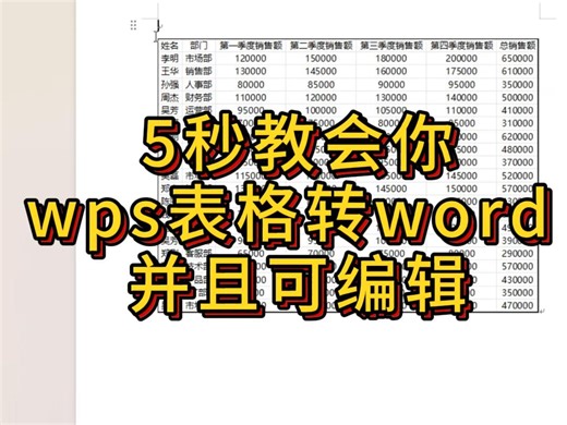 1分钟教会你wps表格转word文档并且可编辑