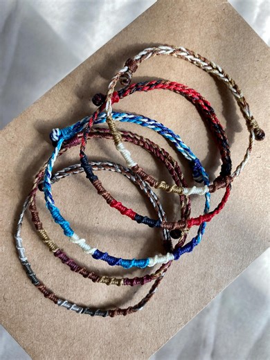 Handmade Surfer Braided String Bracelet: Waterproof Mixed Color Adjustable Waxed Cord - Etsy