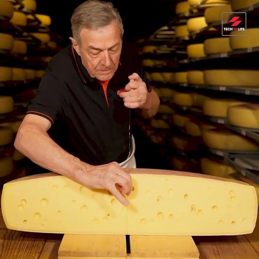 Wheel Swiss Cheese: See How It Cut Off Beautifully #shorts