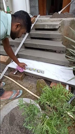 Perfect Marble Stair Fitting with Level Tool | Marble Work Skills💪 #shorts