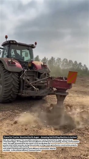 Powerful Tractor Mounted Earth Auger – Amazing Soil Drilling Machine in Action!.