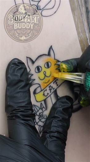 9 Tattoo Styles with One Cat | Tattoo Practice on Fake Skin - American Tradition Tattoo