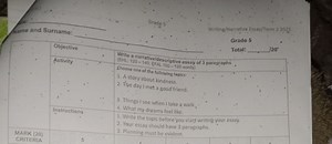 Write a narrative/descriptive essay of 3 paragraphs (EHL: 120-1... | Filo