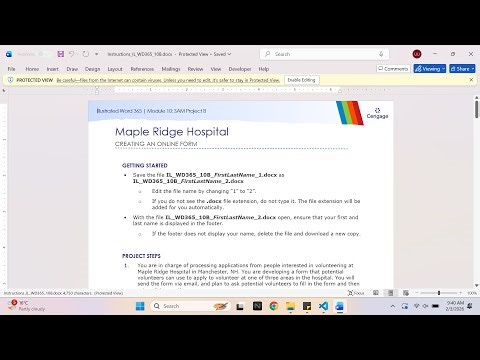 Illustrated Word 365 | Module 10: SAM Project B Maple Ridge Hospital